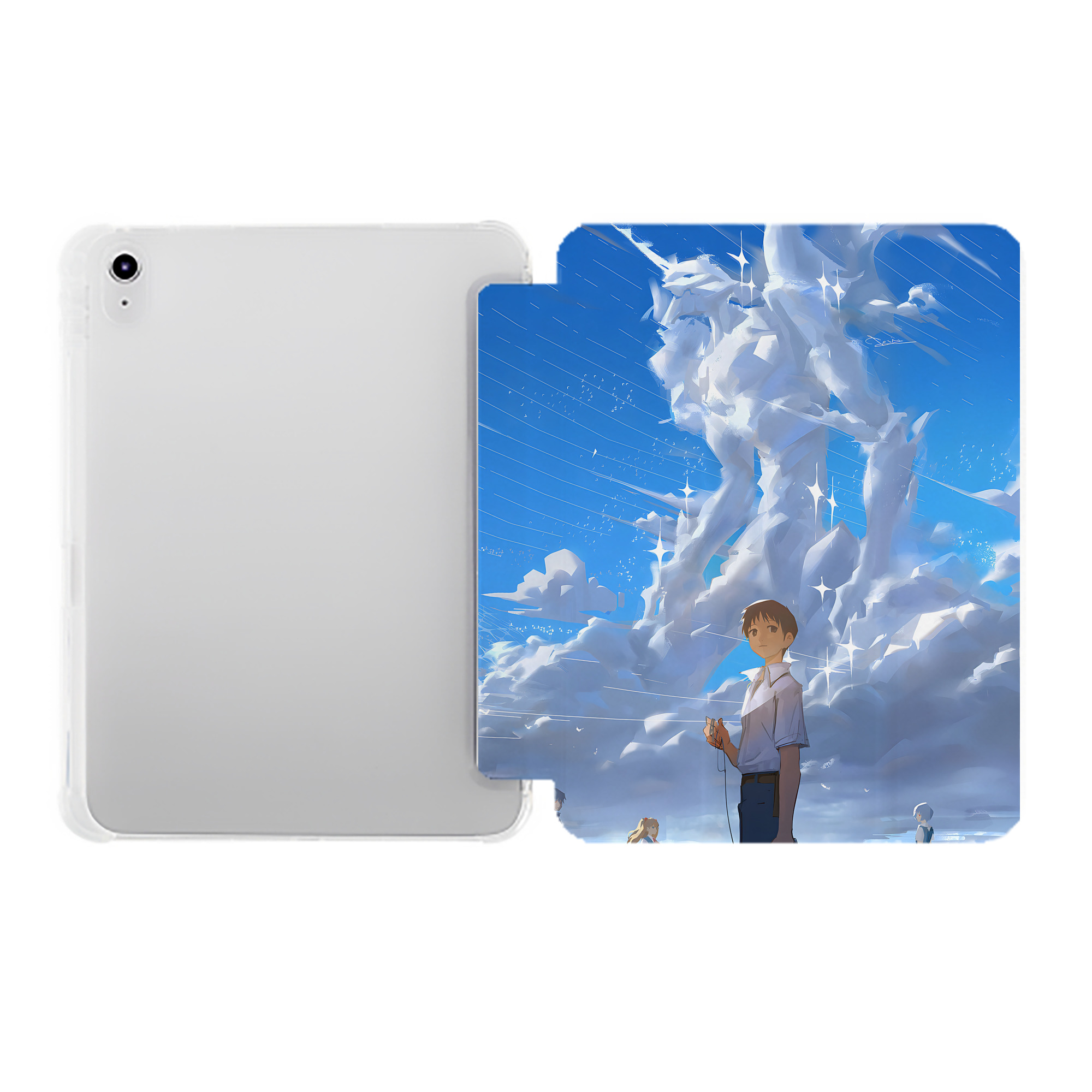 （画像用） EVA 新世紀エヴァンゲリオン IPad ケース ペン収納付き 三つ折りスタンド PUレザー×シリコン 対応機種9.5/10.5/10.9インチ